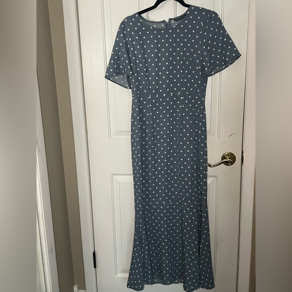 Shein long poka dot blue dress 🫶🏽